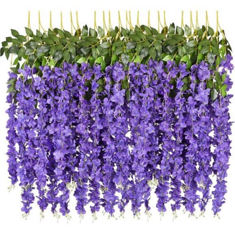 6 Pack 3.75 Ft Piece Artificial Wisteria Vine Ratta Hanging Garland Silk Flowers